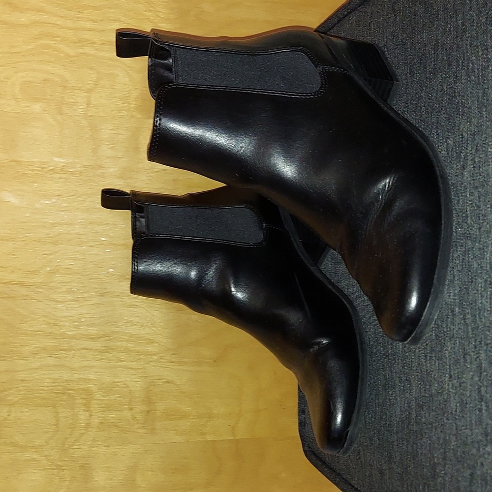Black Faux Leather Boots